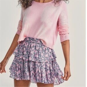 Loveshackfancy Floral Pink Ruffle Skirt